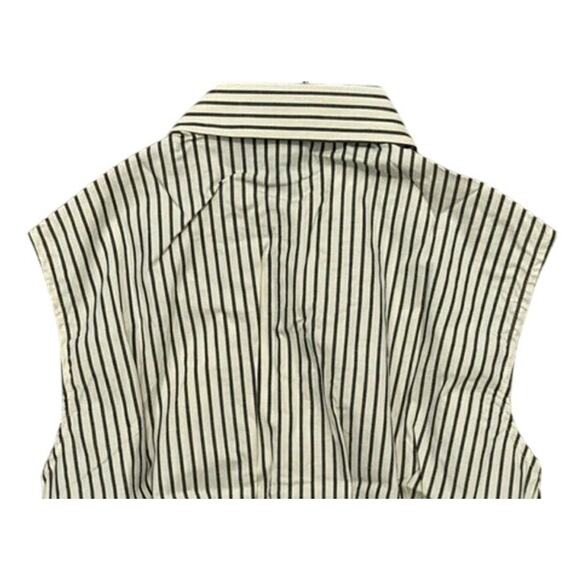 NWT Weworewhat Cropped Sleeveless Popover Shirt Small Antique White Grey Stripe - Picture 6 of 15